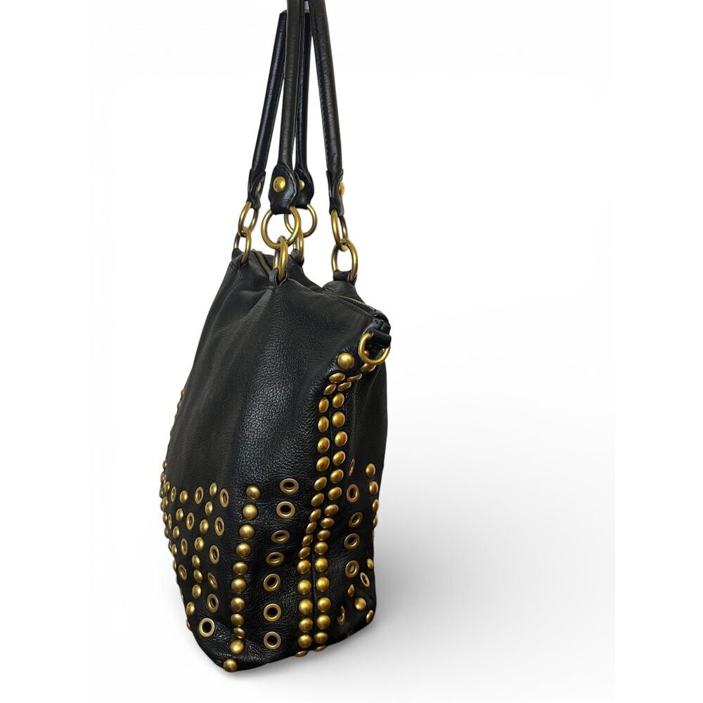 Miu Miu Vitello Studded Leather Tote Shoulder Handbag in Black - Picture 2 of 10